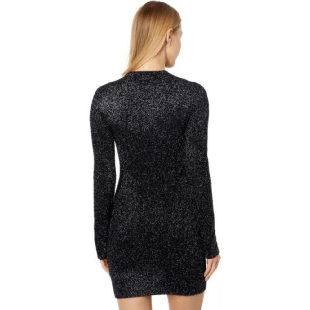 AllSaints Women's Black Sparkle Bodycon Long Sleeve Mini Dress Size Small EUC - Picture 2 of 6